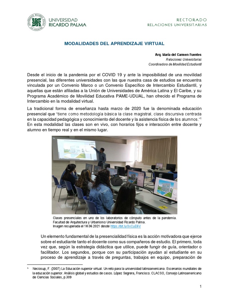 Modalidades del Aprendizaje Virtual | PDF | Método de enseñanza ...