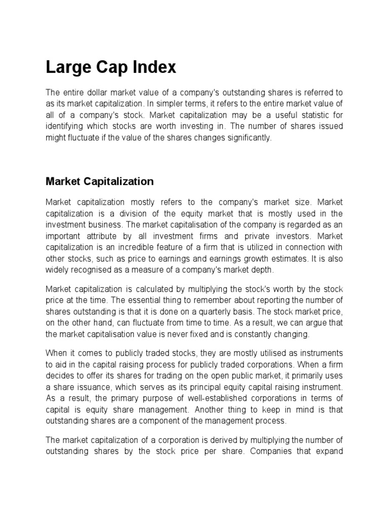 Large cap index pdf stocks stock market index