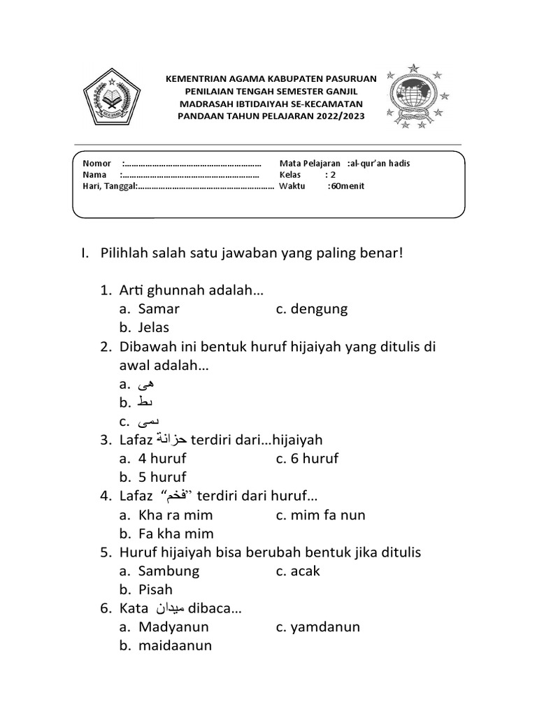 Sol Qur An Hadist Kelas 2 Pdf