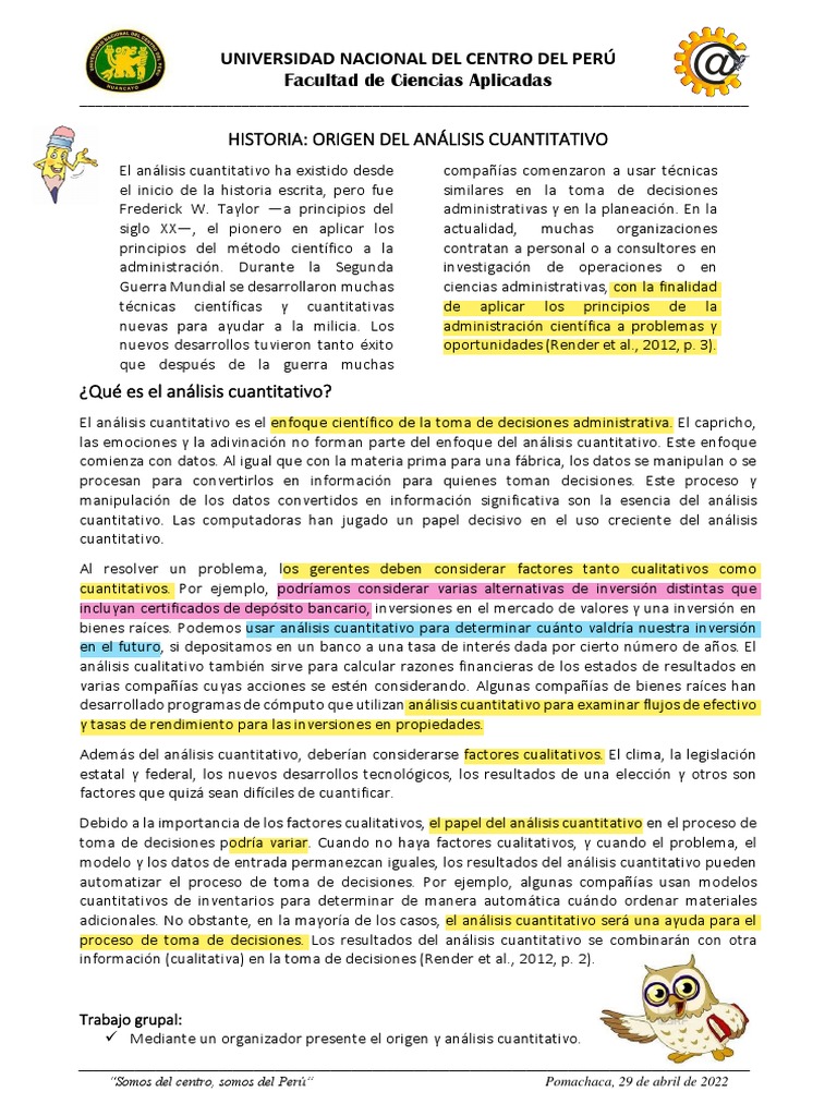 Historia Origen Del Análisis Cuantitativo PDF