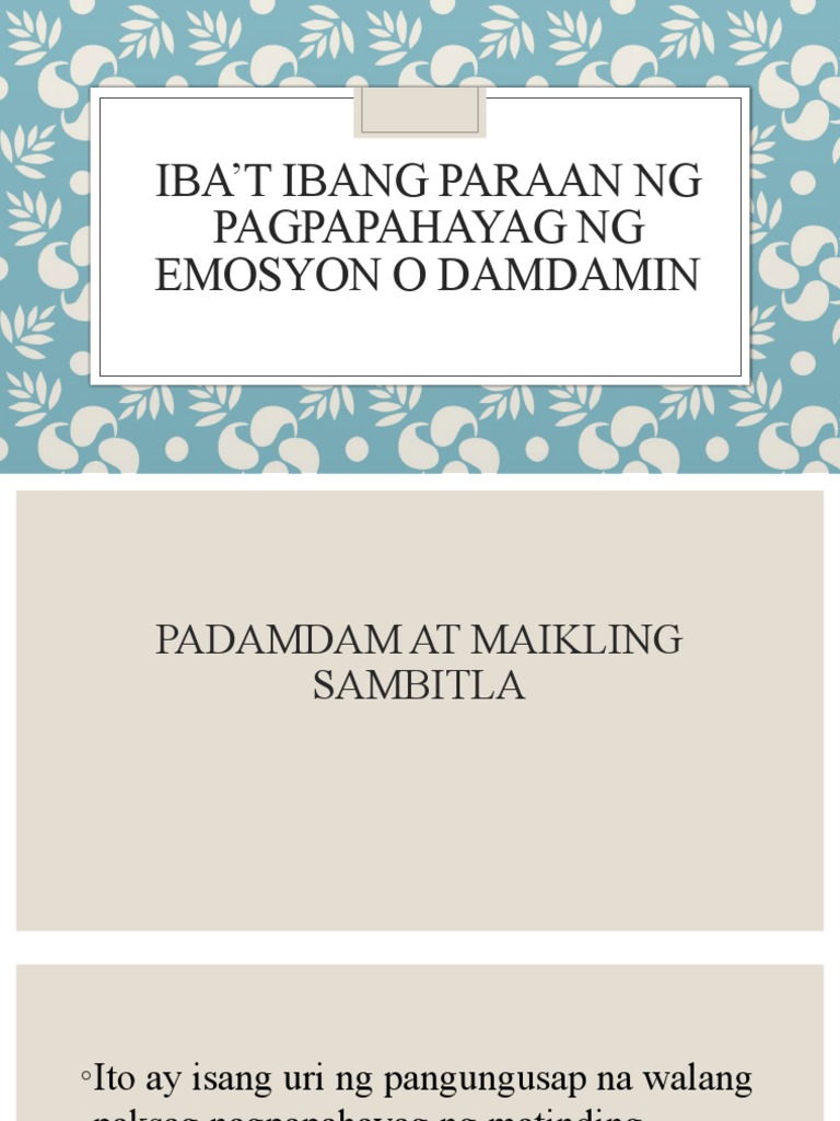 Iba't Ibang Paraan NG Pagpapahayag NG Emosyon o Damdamin | PDF