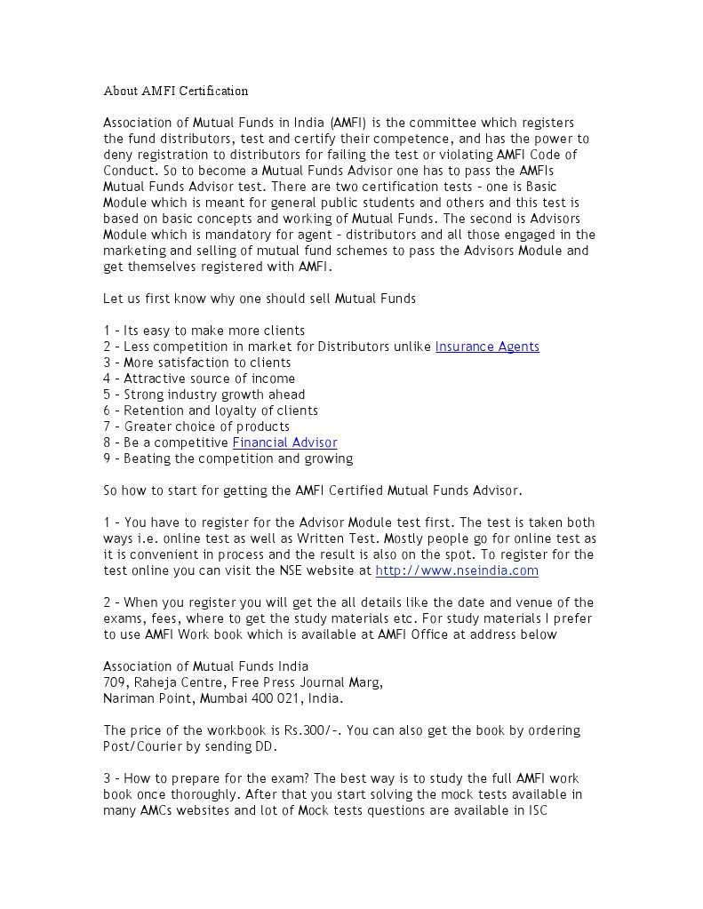 AMFI Certification Guide for Advisors | PDF