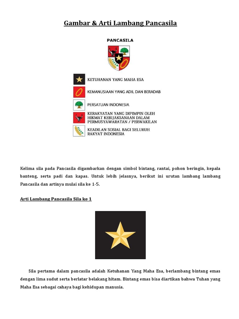 Gambar Dan Arti Lambang Pancasila | PDF