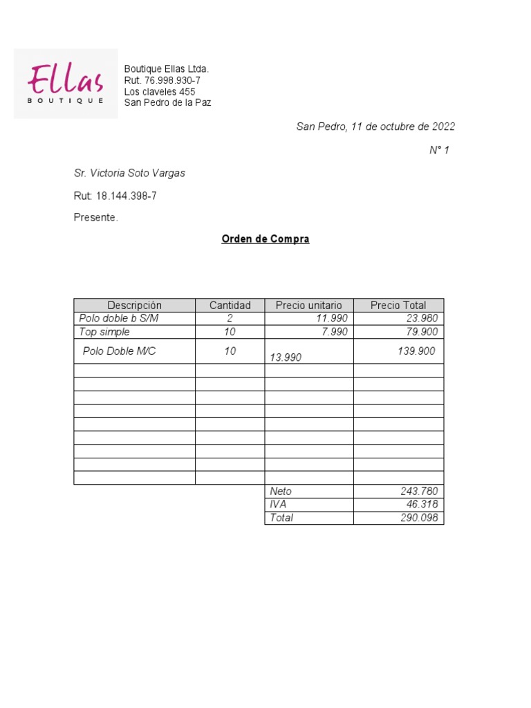 Orden de Compra 1 | PDF
