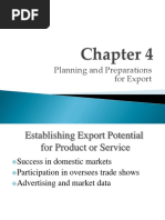 Planning and Preparations For Export