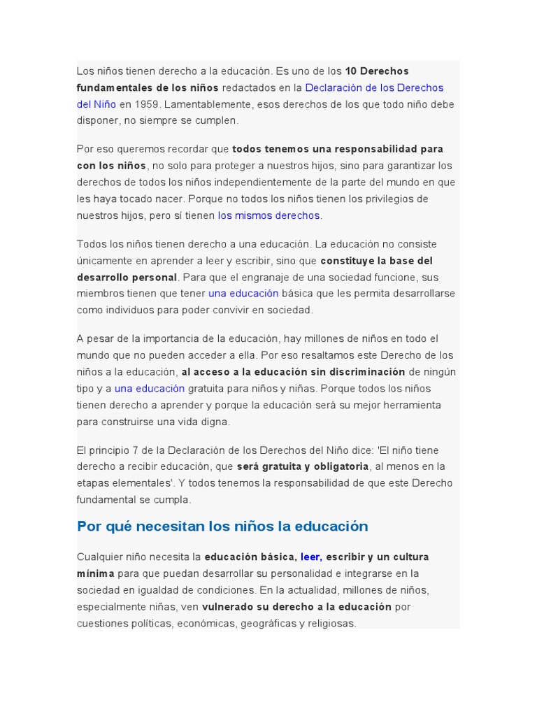 Los Niños Tienen Derecho A La Educación | PDF | Derechos | Derechos humanos