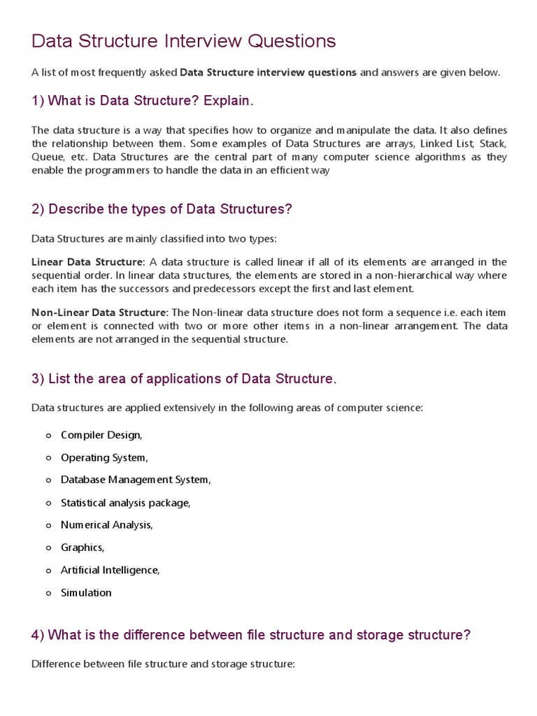 Data Structure Interview Questions (2021) - Javatpoint | PDF | Pointer ...