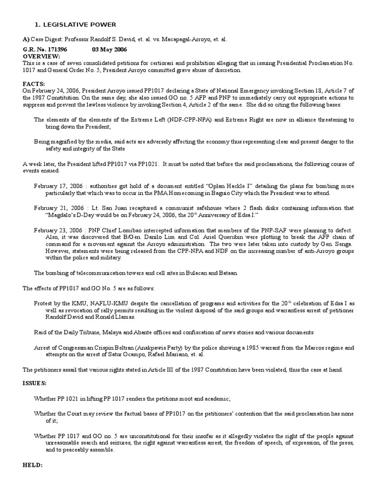 Statcon Case Digest PDF Standing (Law) Case Or Controversy Clause