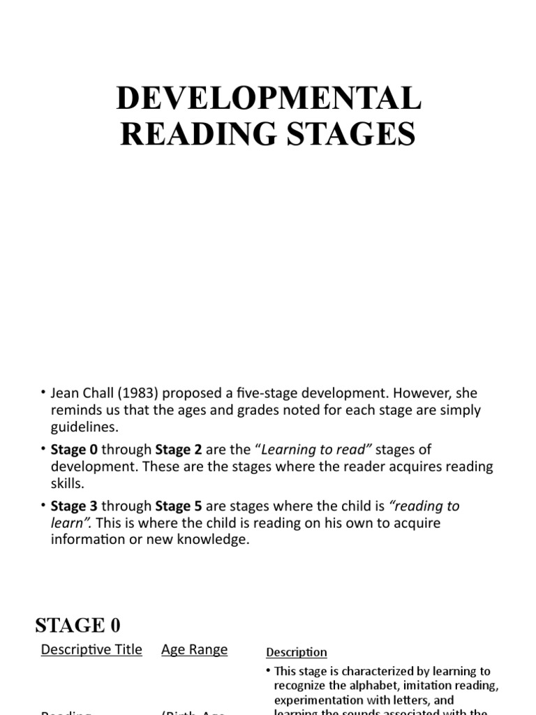 Schematic Diagram Of Different Developmental Reading Stages