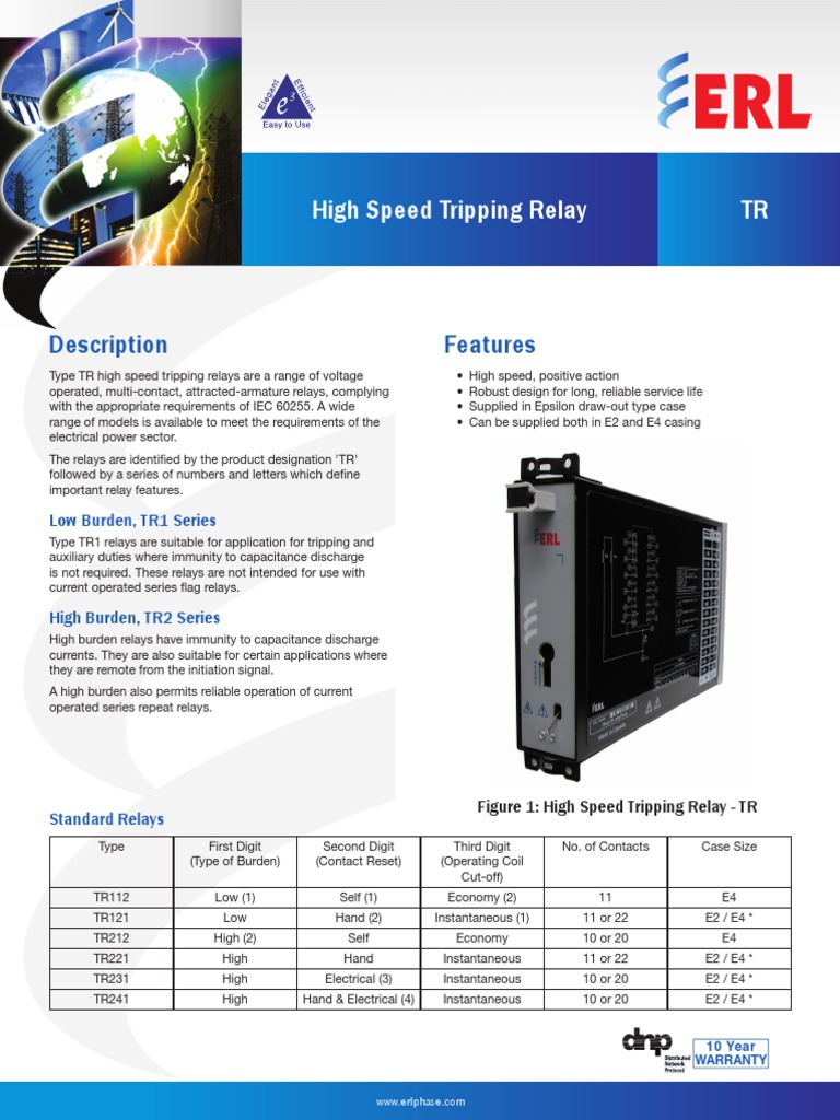 TR High Speed Tripping Relay Ds PDF Relay Alternating Current