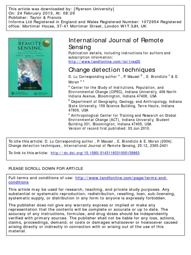 International Journal of Remote Sensing | PDF | Science & Mathematics