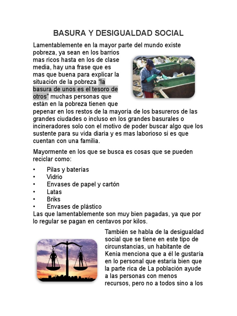 Basura y Desigualdad Social | PDF | Pobreza | Pobreza e indigencia