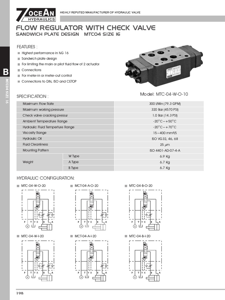 MTC 04 W Throttle Check Valve PDF Valve Manufactured Goods
