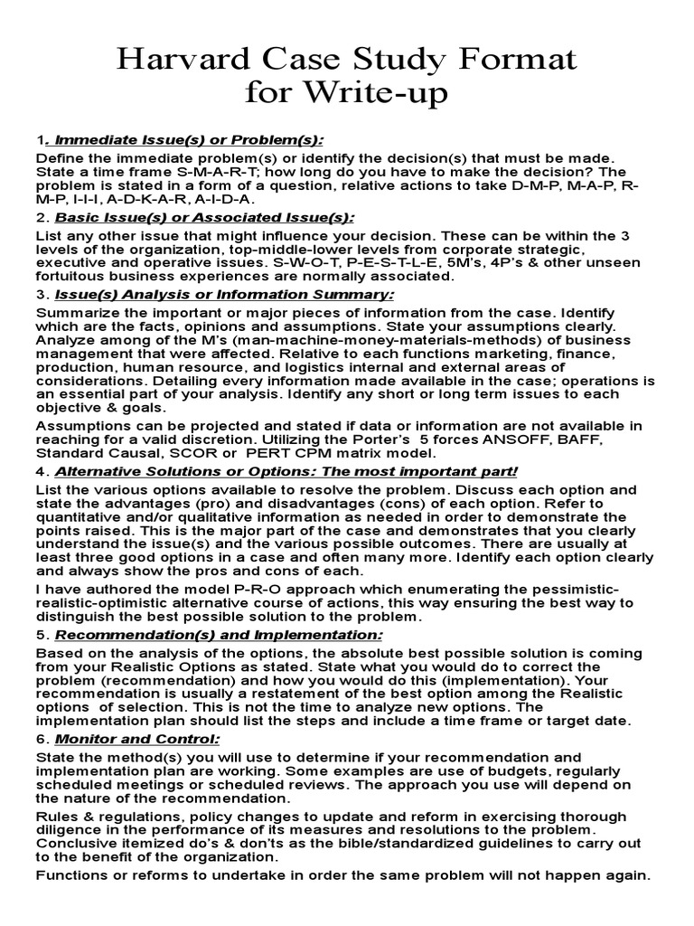A framework for conducting a thorough harvard case study analysis pdf