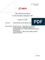 Hero Q1 FY23 Call Transcripts