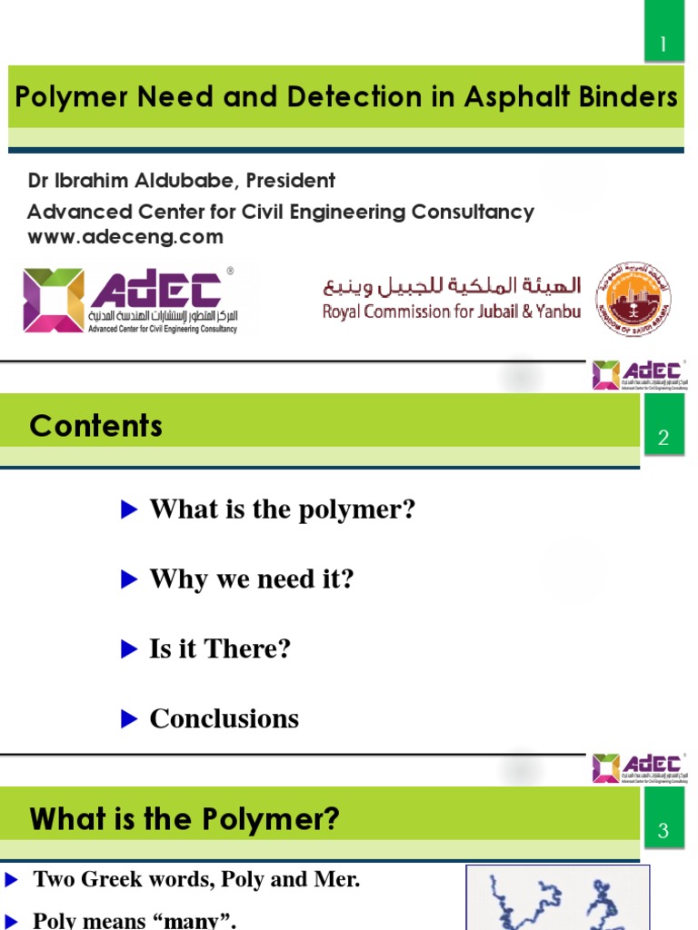 Polymer Need and Detection in Asphalt Binders 5 PDF Polymers