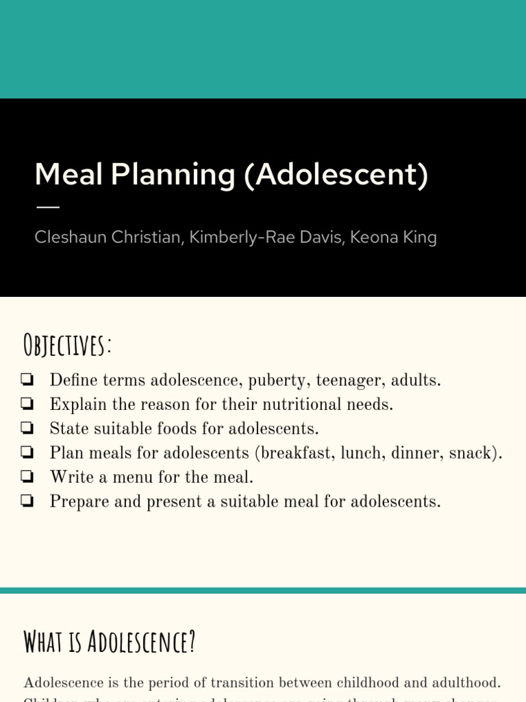 Meal Planning (Adolescent) | PDF | Adolescence | Meal