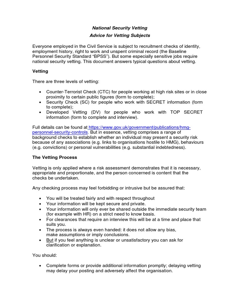 Vetting Clearance Guidance PDF