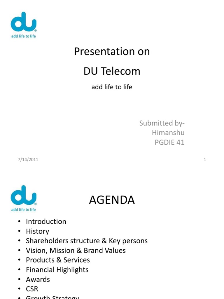 DU Telecom Overview and Insights | PDF