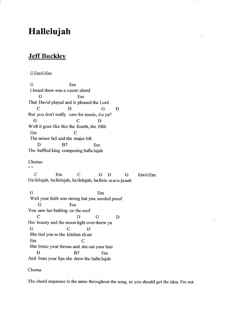 Hallelujah Jeff Buckley PDF