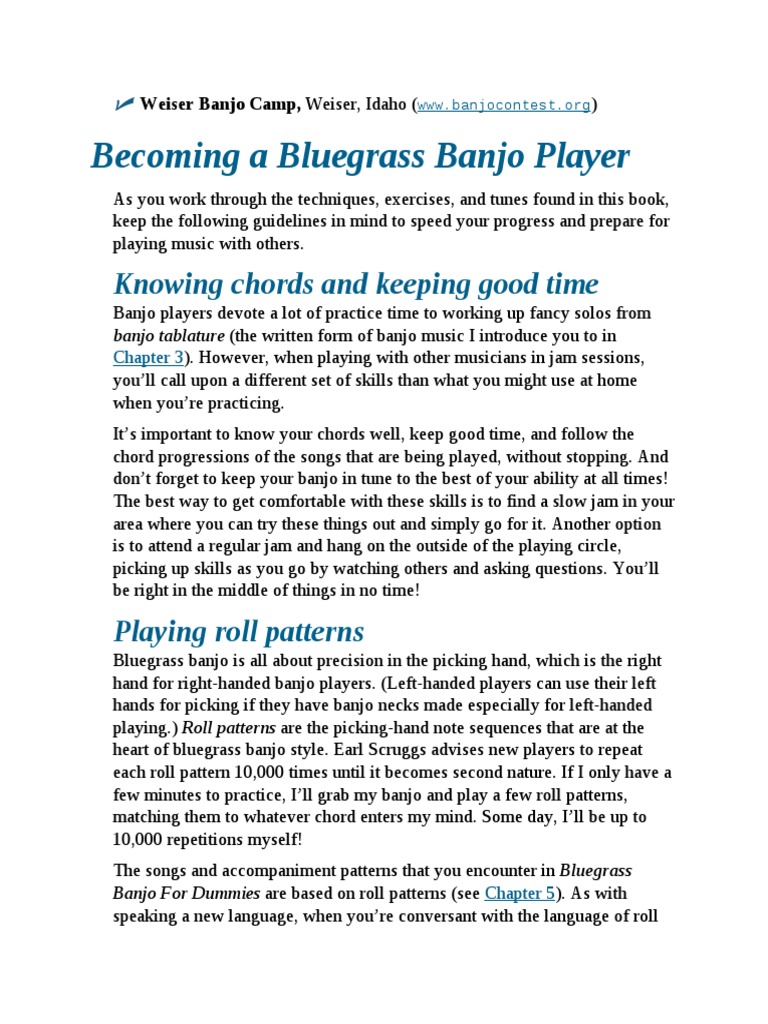 Bluegrass Banjo For Dummies PDFDrive 30 PDF