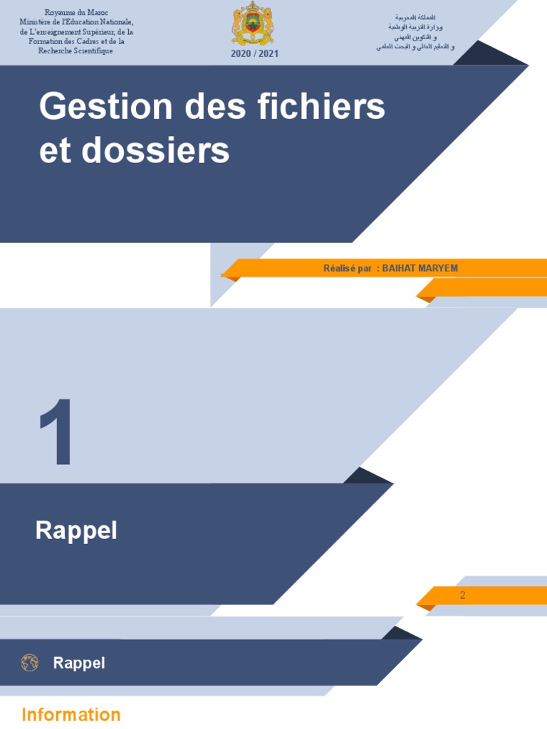 Gestion des fichiers et dossiers informatiques | PDF | Fichier ...
