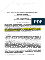 Asset Specificity and Economic Organization - Williamson 1985