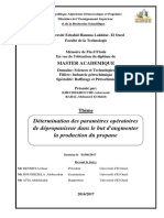 Détermination Des Paramètres Opératoires de Dépropaniseur Dans Le But D'augmenter La Production Du Propane