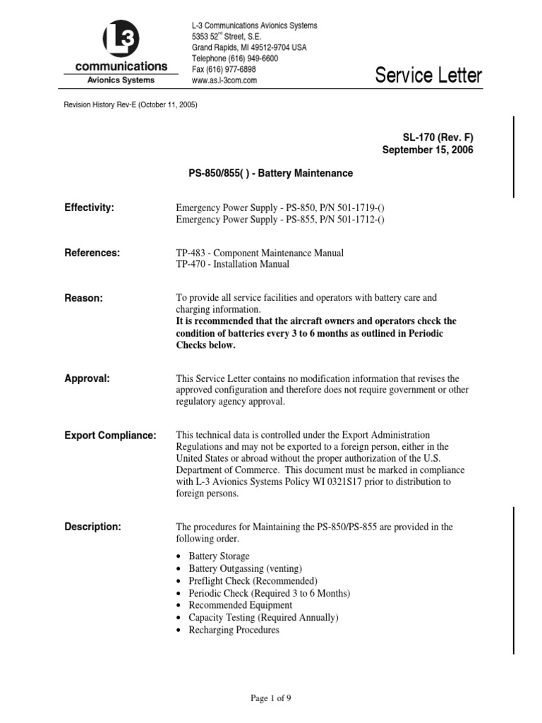 Service Letter PDF Battery Charger Power Supply