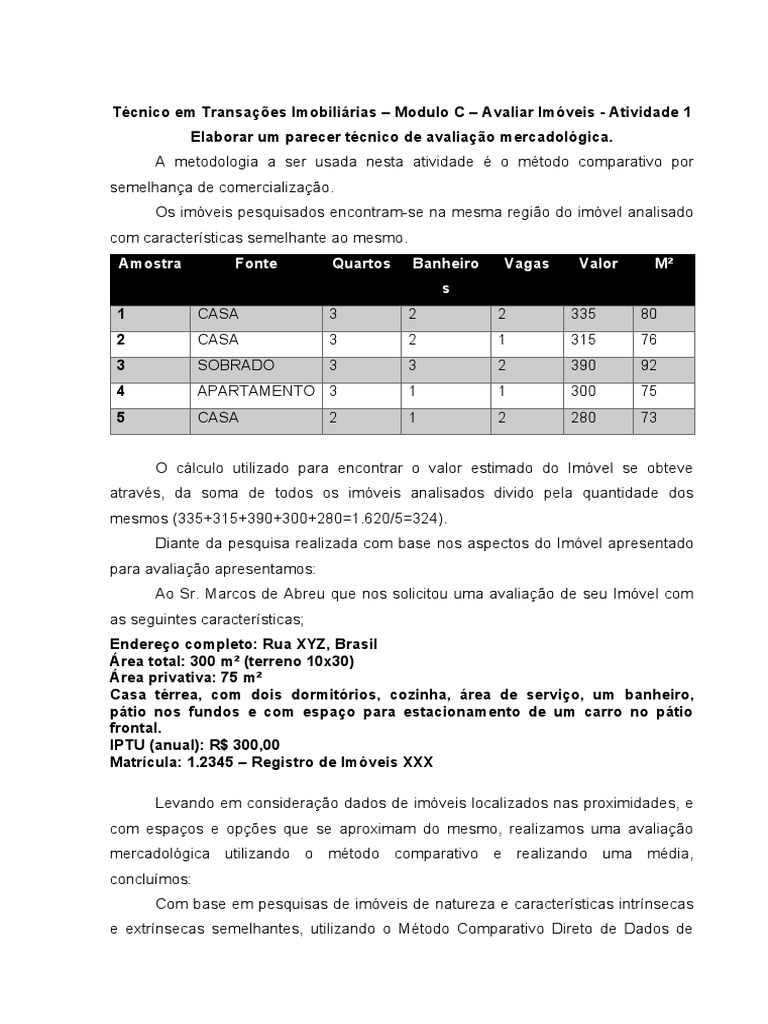 Corretor de Imoveis - Modulo C - Atividade 1 | PDF