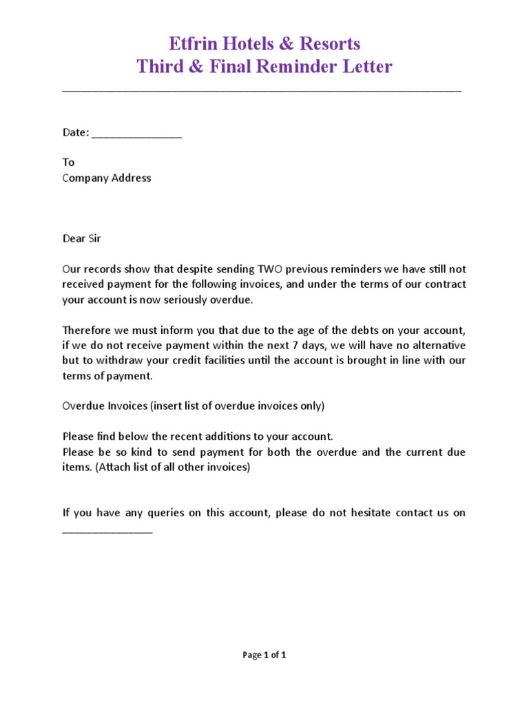 Third Reminder Letter PDF