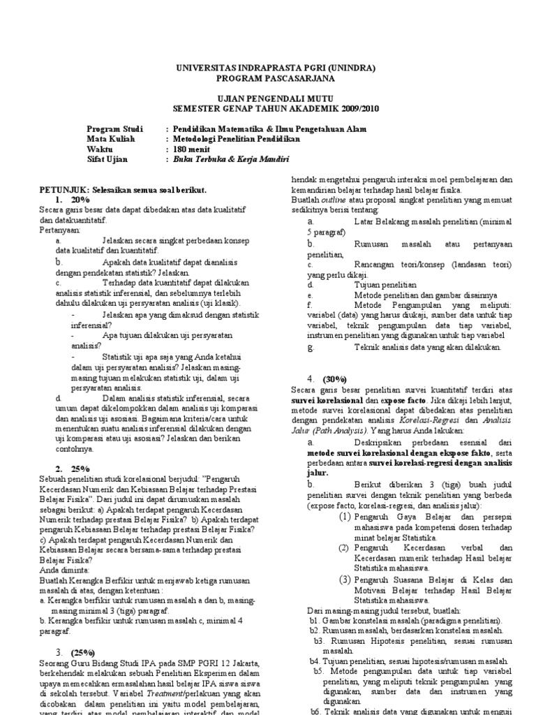 Soal Upm3 Pasca Metlit