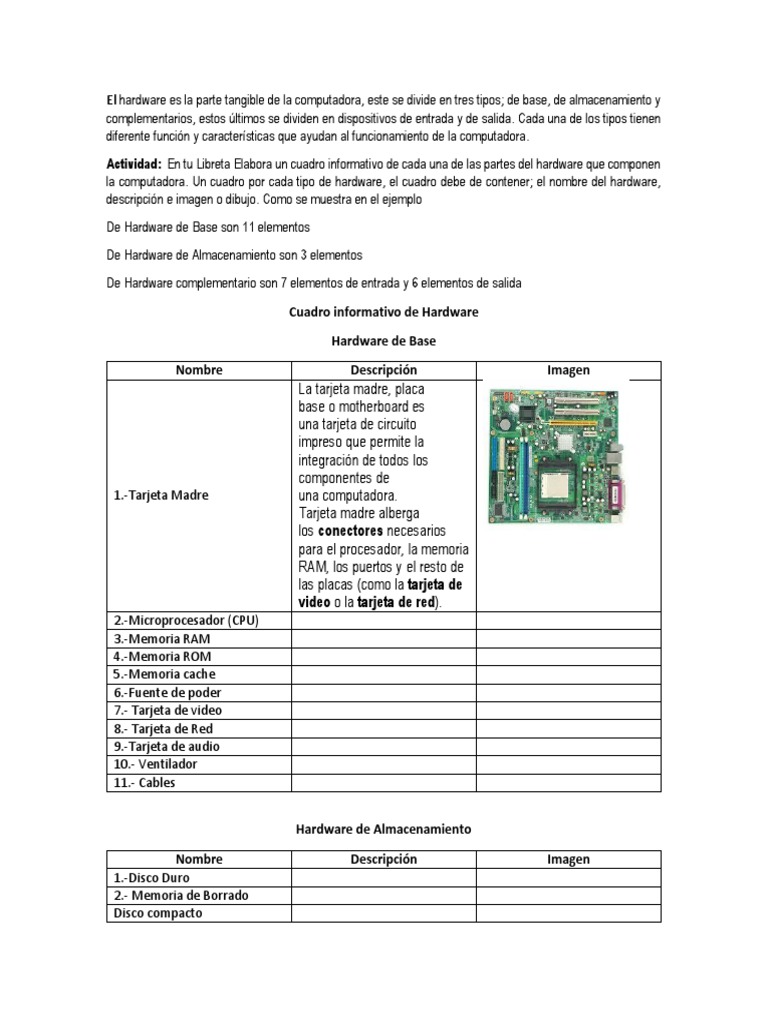 Hardware Complementario en Computadoras | PDF | Juegos y actividades ...