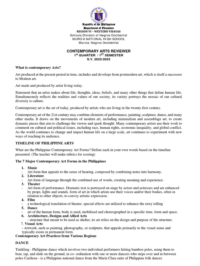 What Is Contemporary Arts REVIEWER PDF