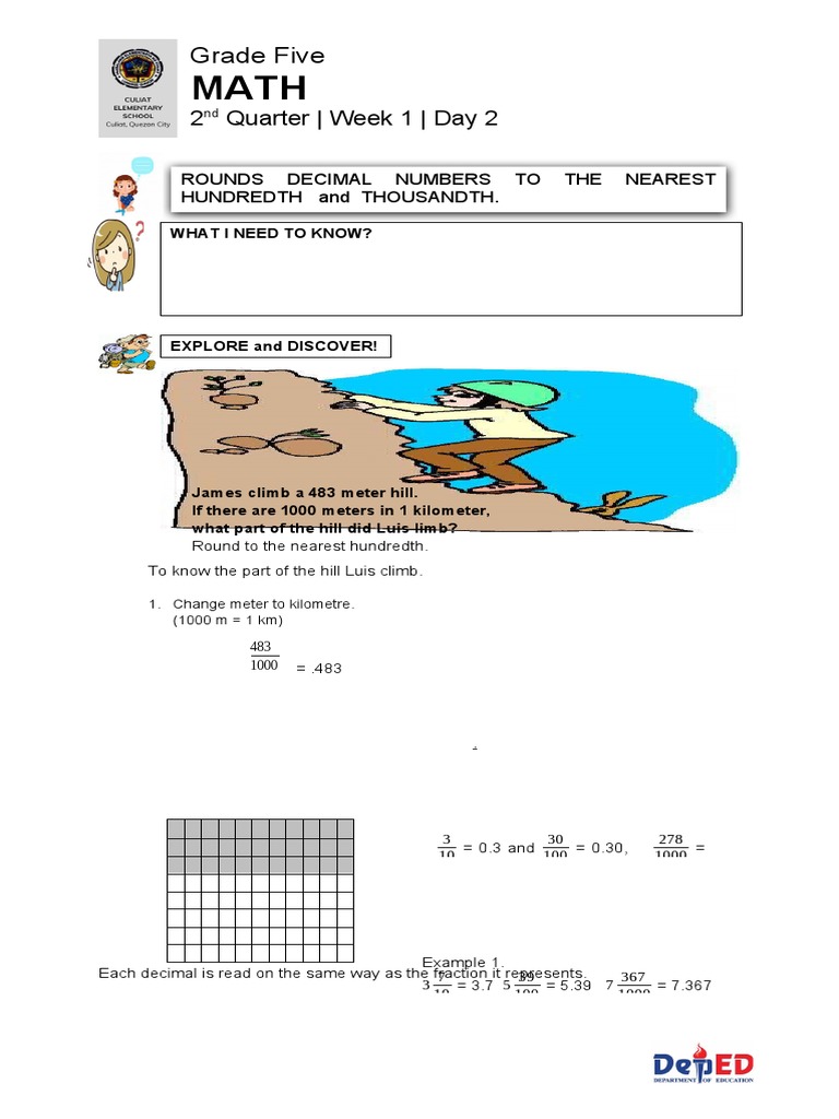 MATH ACTIVITY SHEET - WEEK 1 - DAY 2 - 2nd QUARTER | PDF | Numbers ...