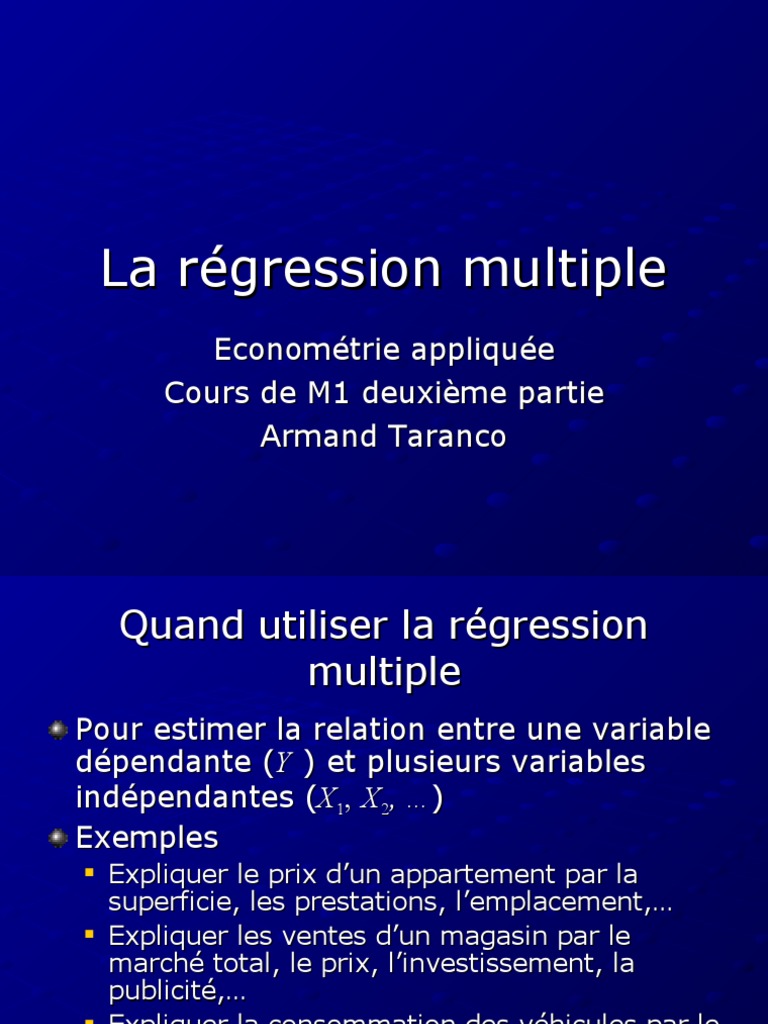 Introduction à la régression multiple | PDF | Régression linéaire ...