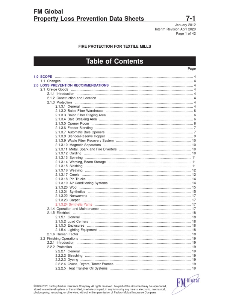 FMDS-07-01 (04.2020) - Fire Protection For Textile Mills | PDF | Fire ...
