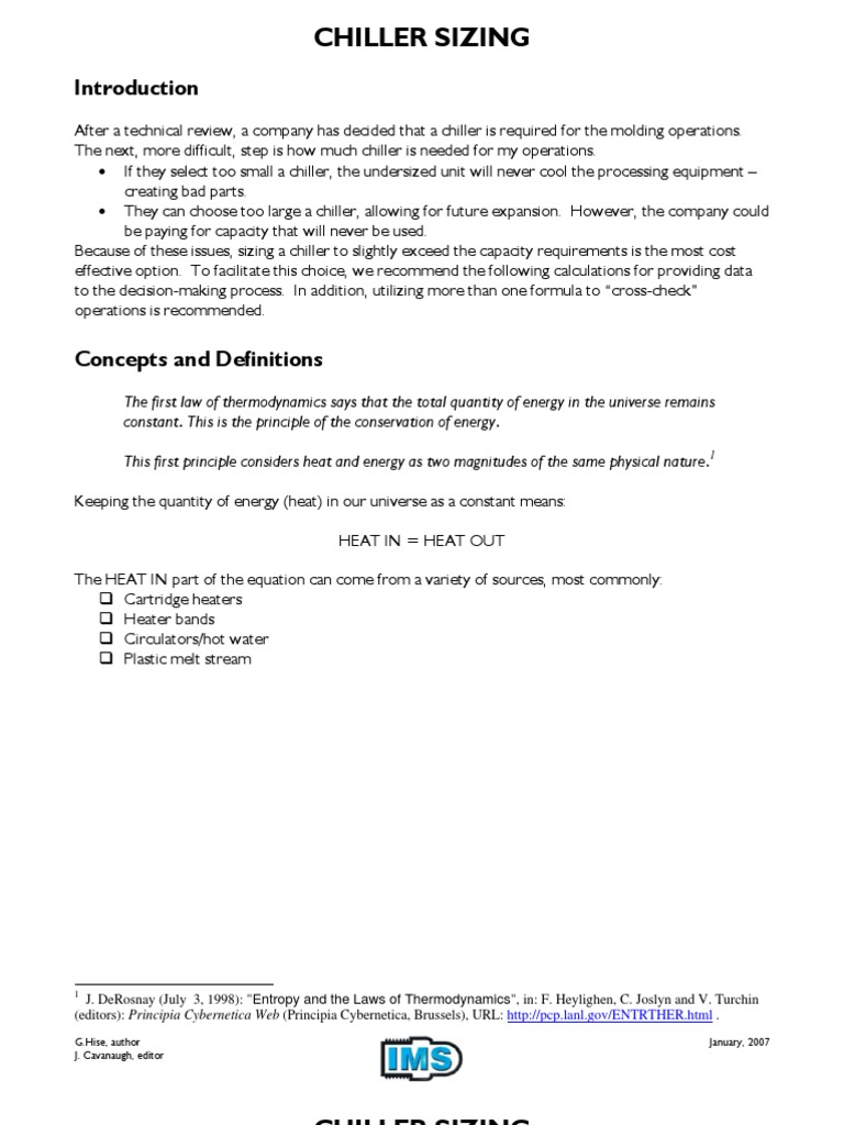 Chiller Sizing for Plastic Processing | PDF | Heat | Ton