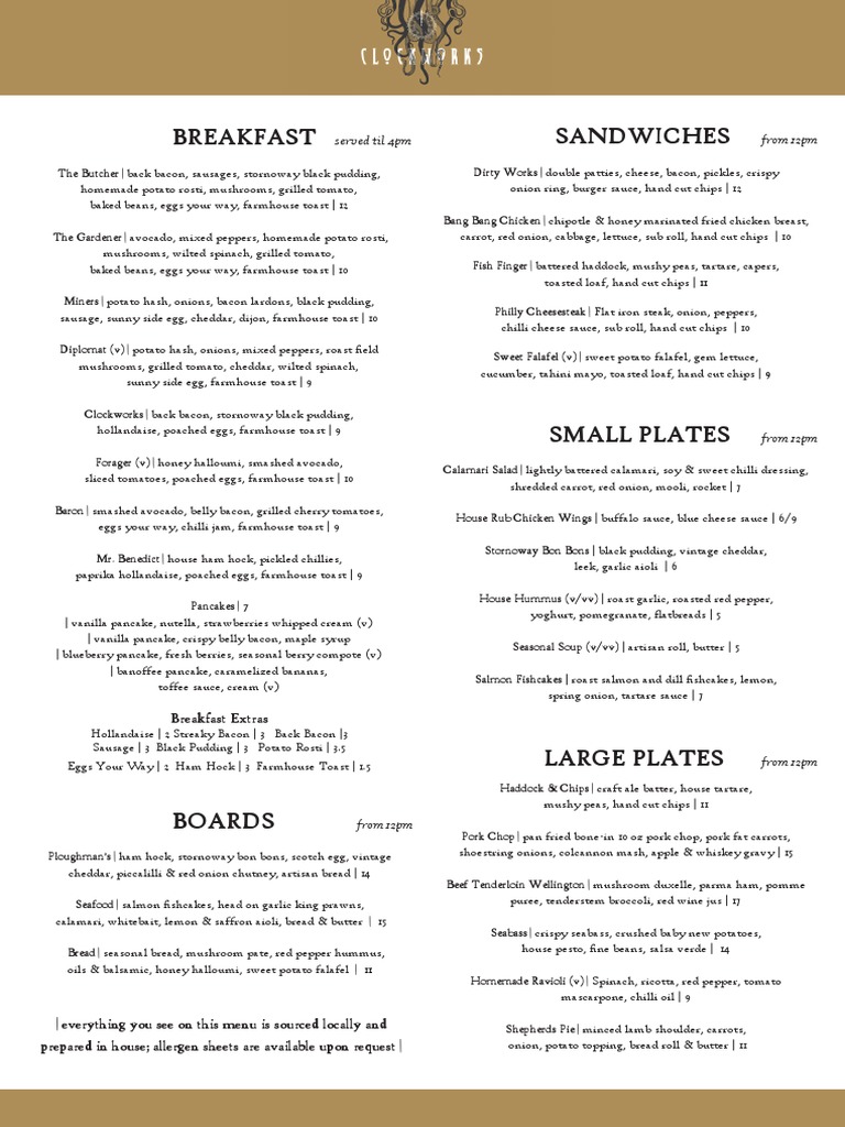 Clockworks Menu March 22 PDF Pancake Bacon