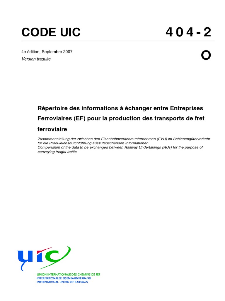 Code Uic | PDF | Transport | Train