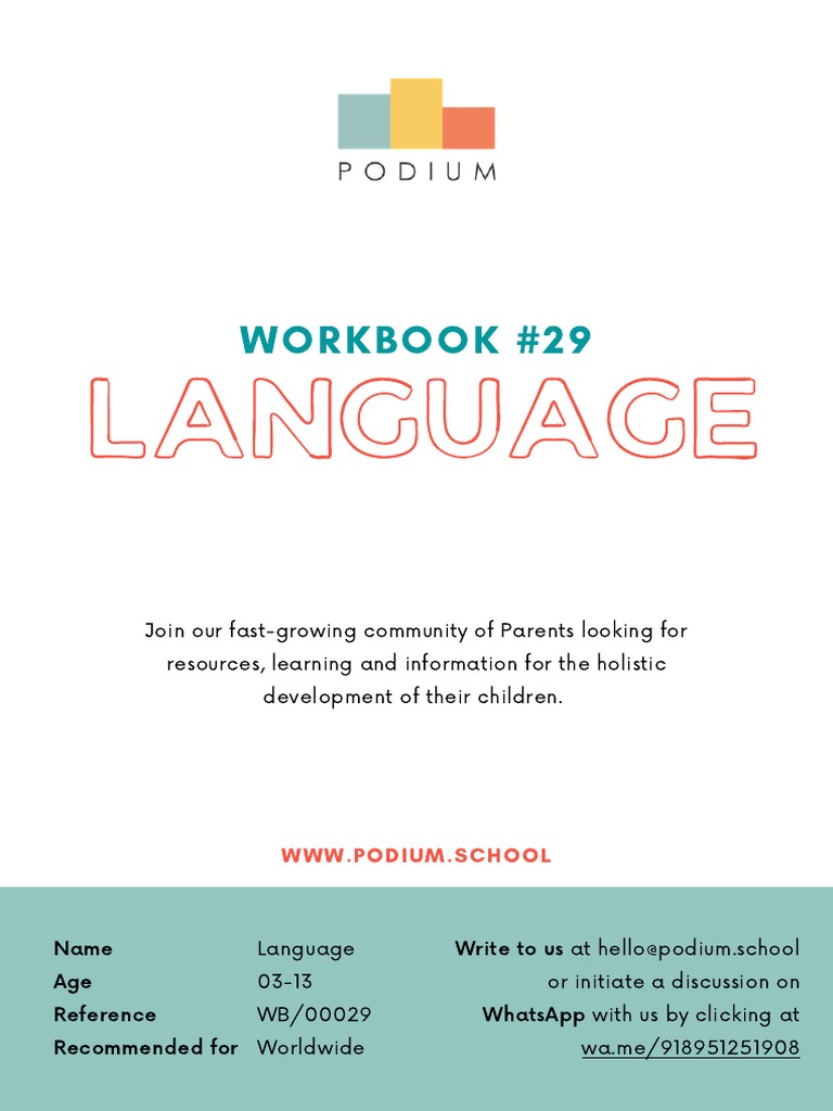 Language Workbook for Ages 3-13 | PDF