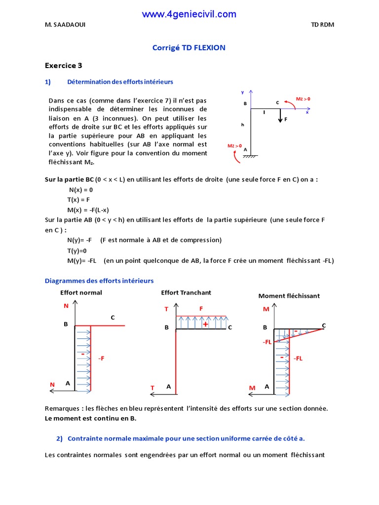 Efforts Intérieurs et Contraintes en Flexion | PDF | Flexion (matériau ...