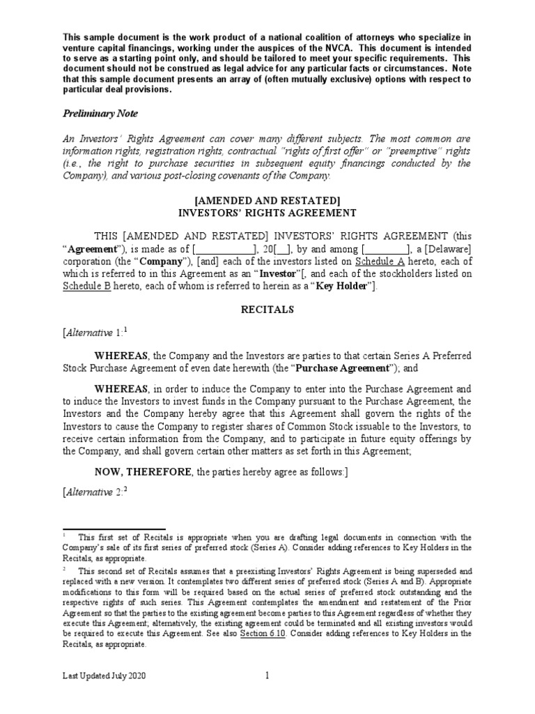 Rights of Investors An Analysis of Key Provisions in Sample Investors