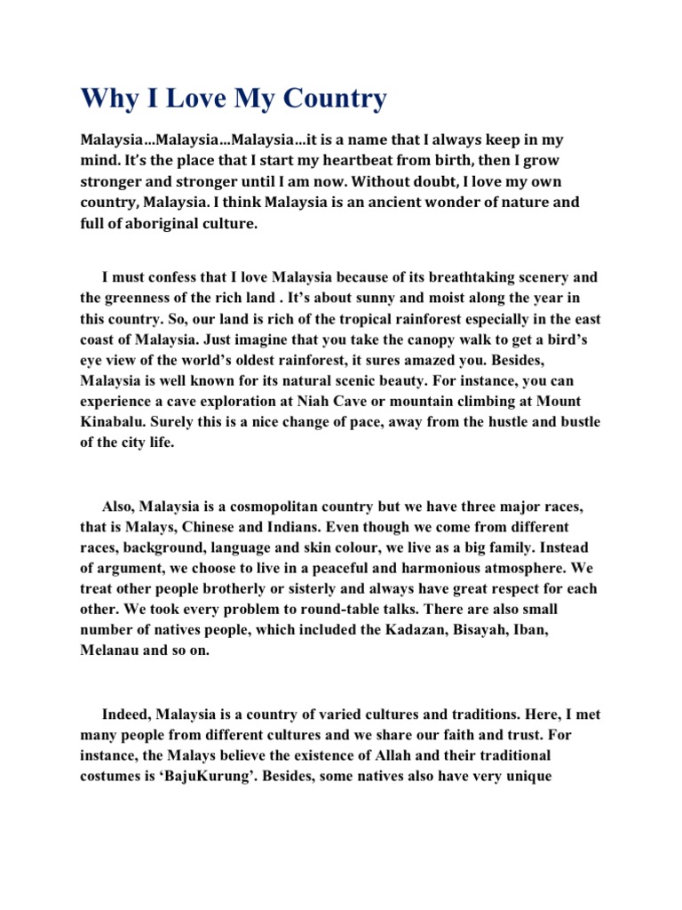 short paragraph on my country