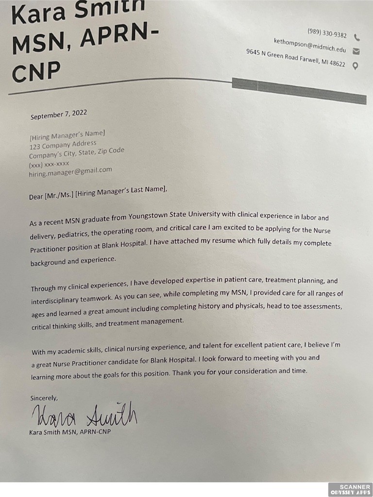 Fnp Cover Letter Example
