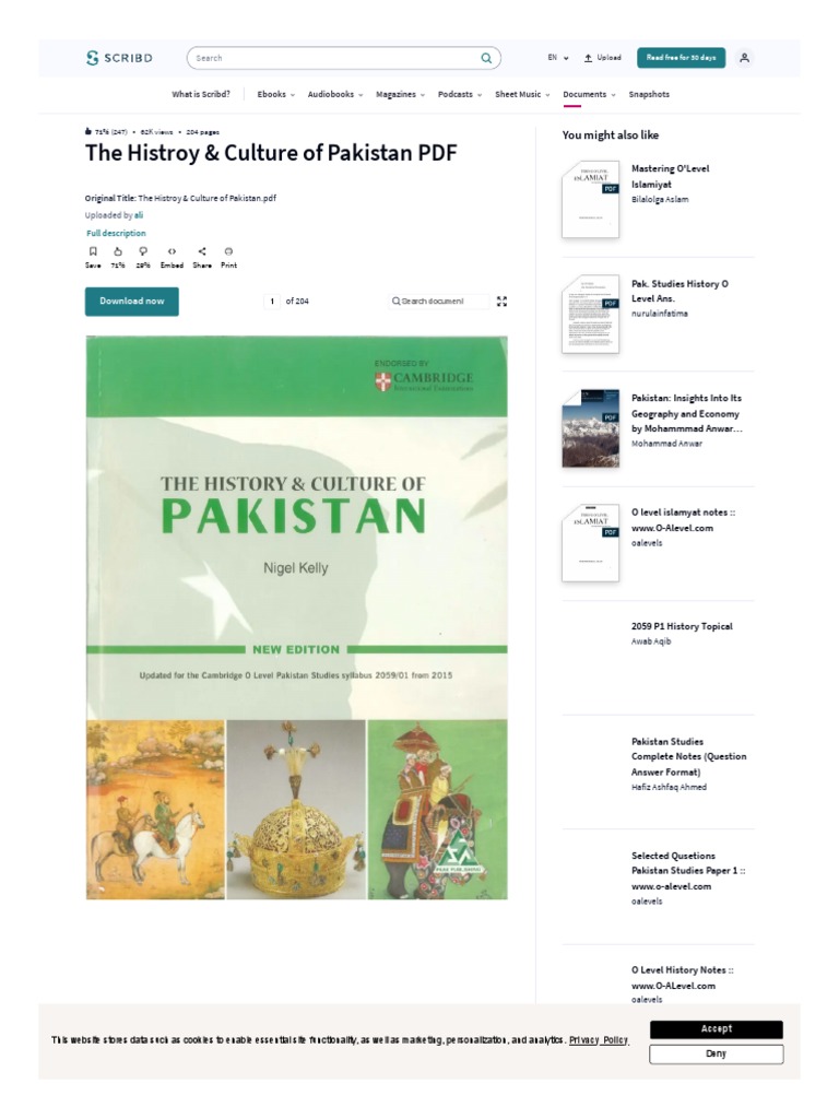WWW Scribd Com Document 408733450 The Histroy Culture of Pakistan PDF ...