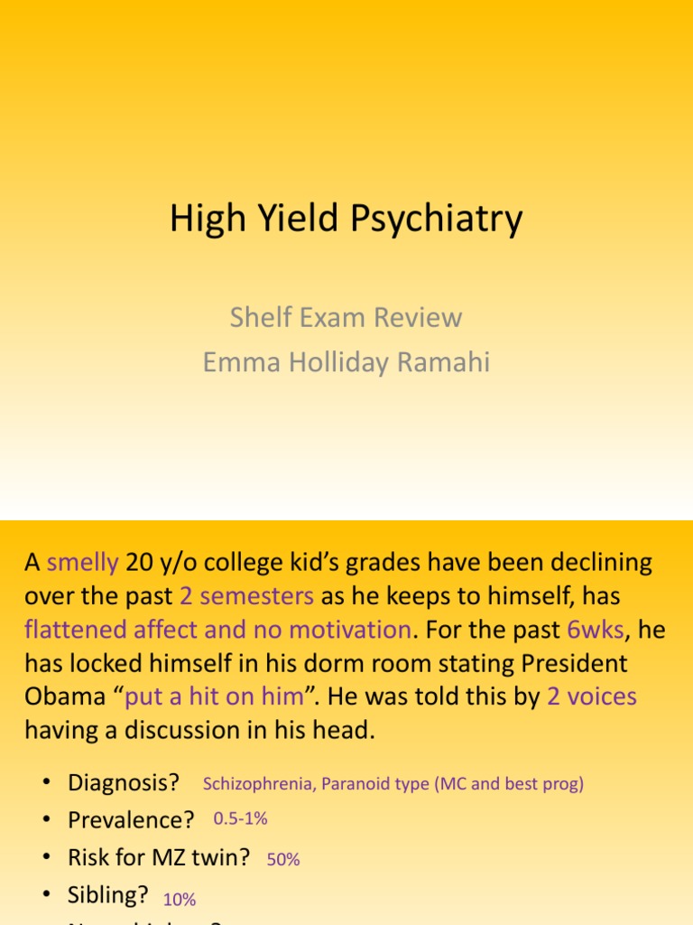 High Yield Psychiatry Shelf Exam Review PDF Sleep Antidepressant