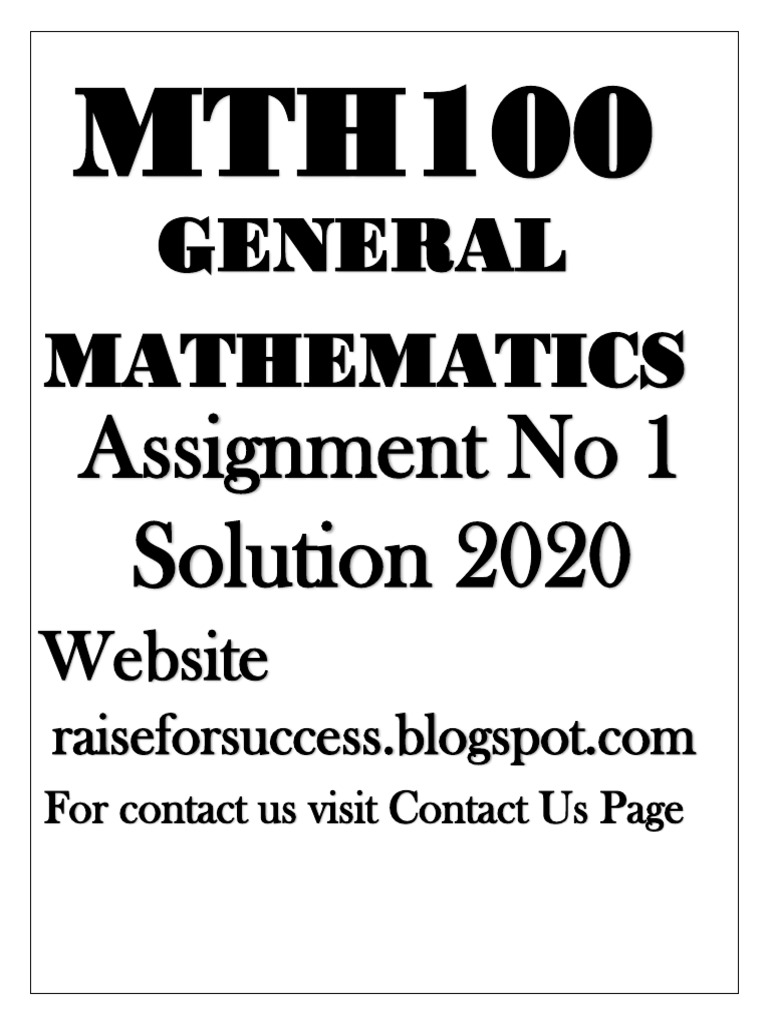 MTH100 General Mathematics Assignment 1 Solutions | PDF | Career ...
