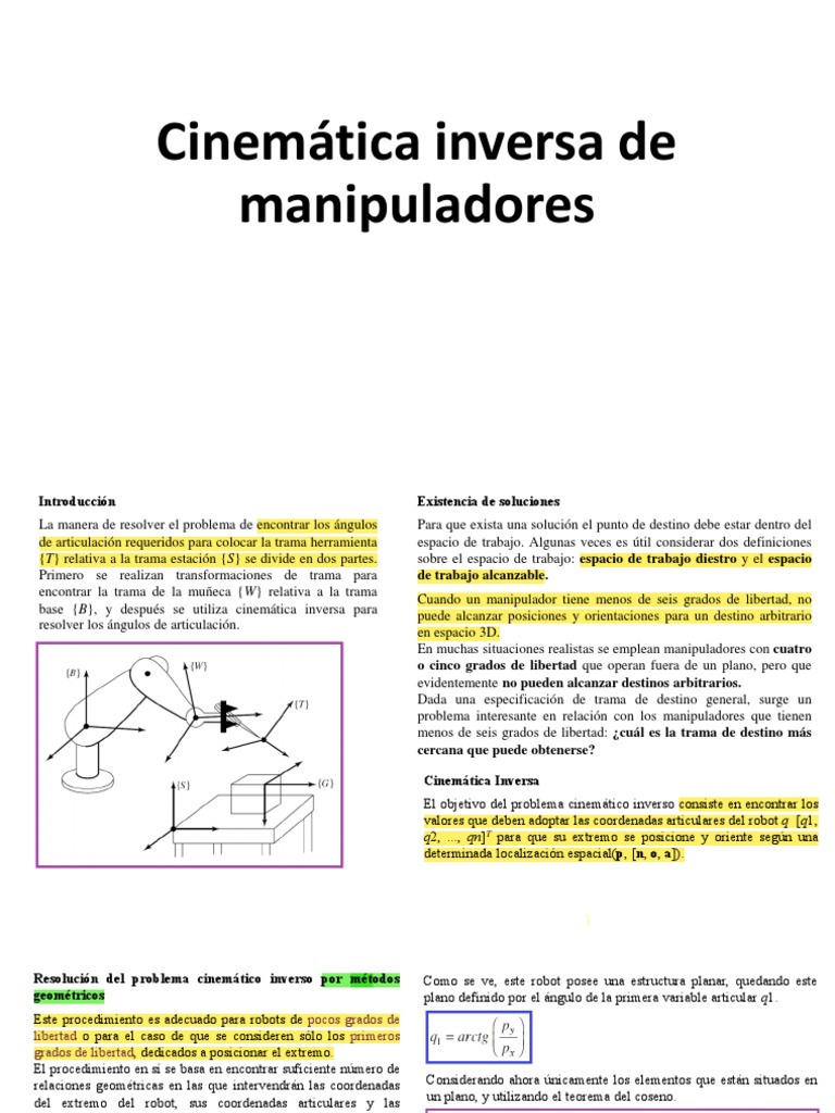 Cinemática Inversa en Manipuladores | PDF | Matemáticas Aplicadas ...