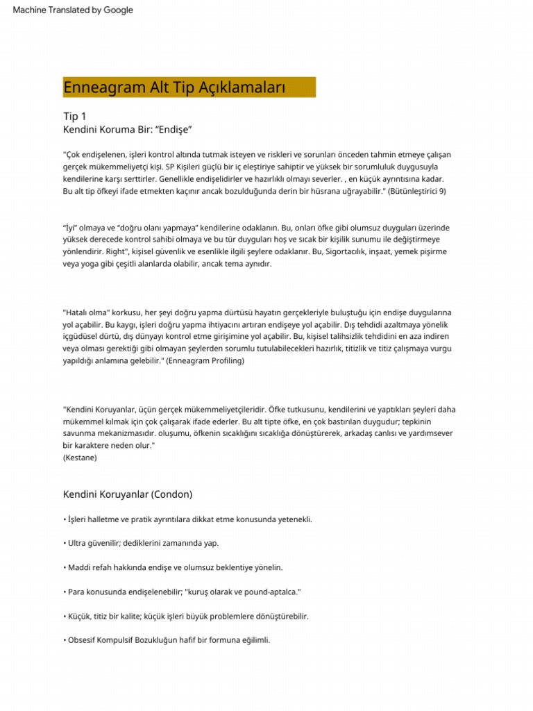 Detailed Enneagram Subtypes | PDF